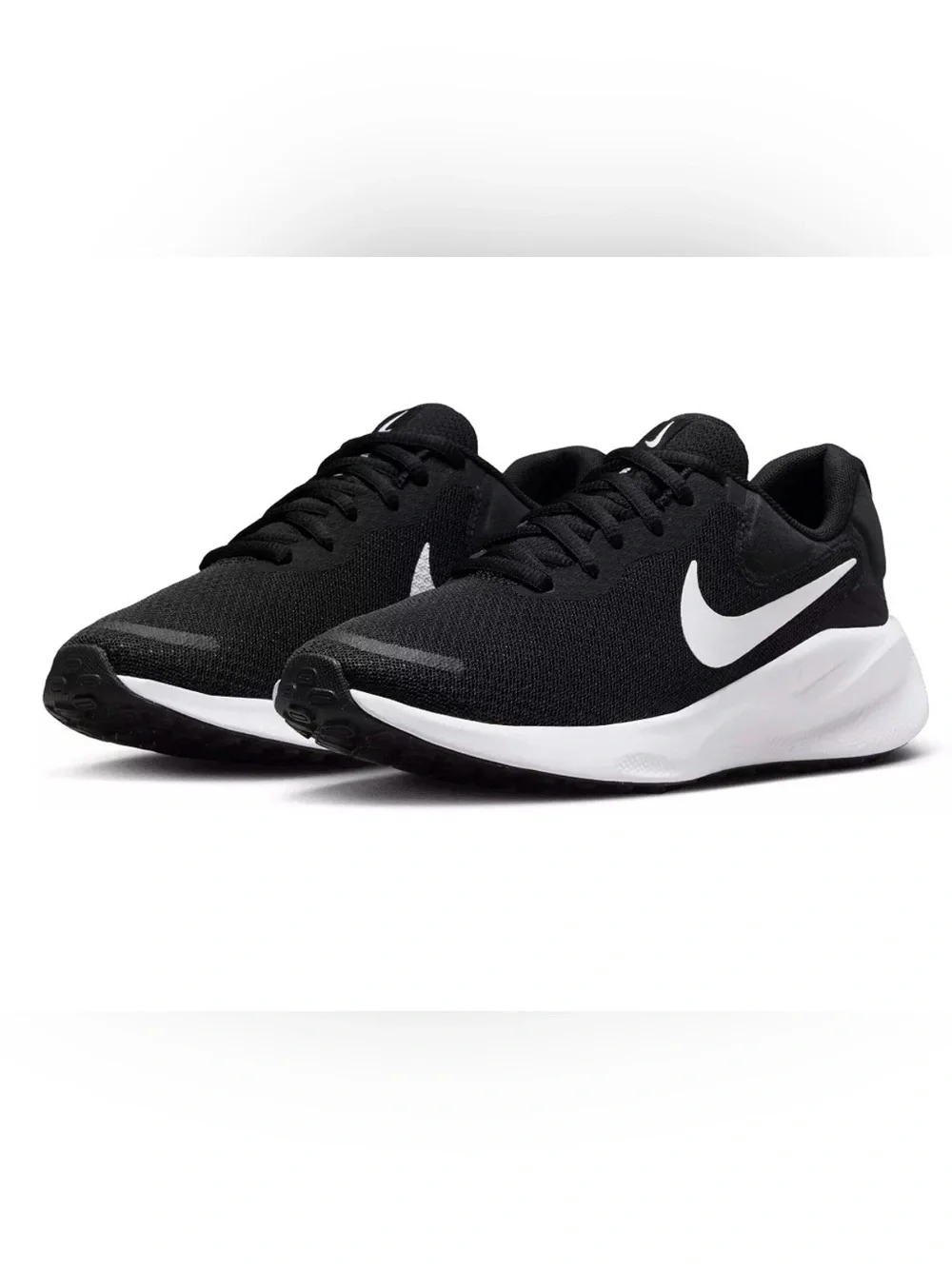 Nike Revolution 7 Extra Wide Men's Low Top Mesh Lace Up Black/White ,Size 10
